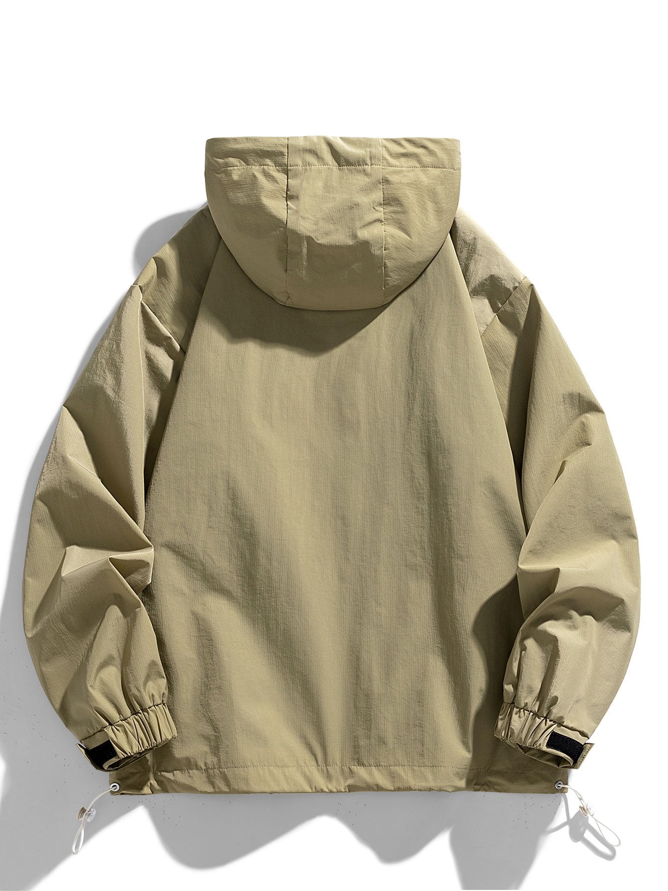 Coupe-vent à capuche léger en nylon avec fermeture éclair quart de tour pour homme