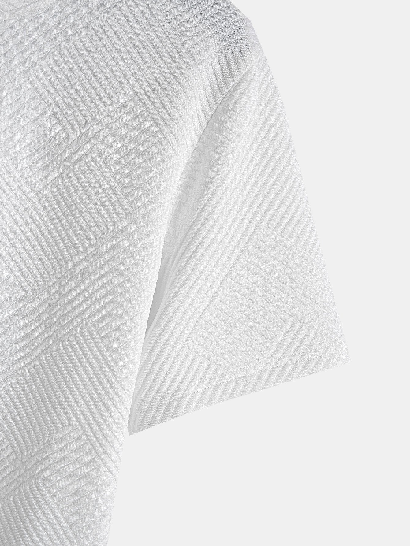T-shirt à manches courtes et ourlet noué en jacquard – Haut décontracté pour homme