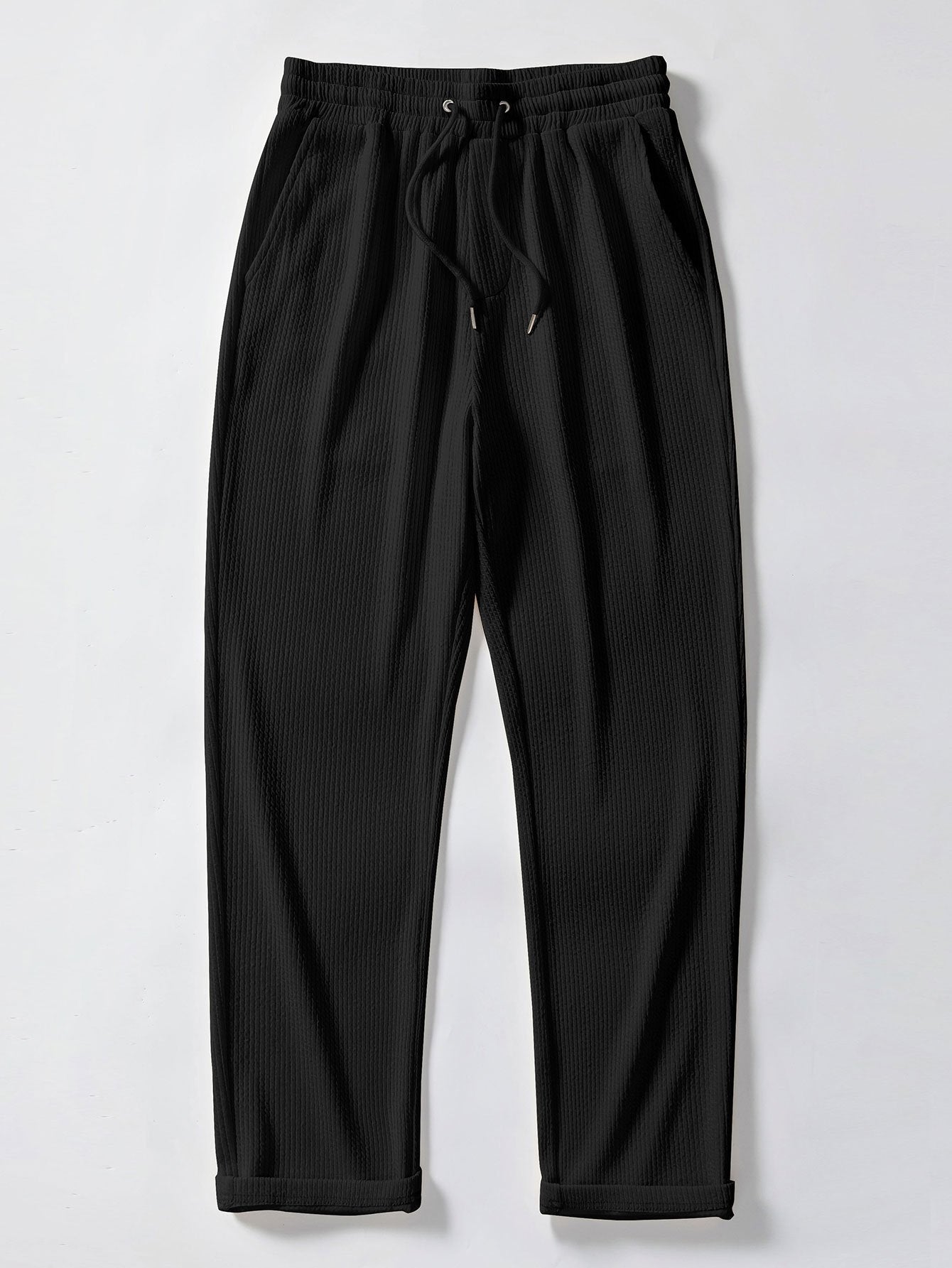 Ensemble polo rayé en tricot jacquard et pantalon côtelé pour homme