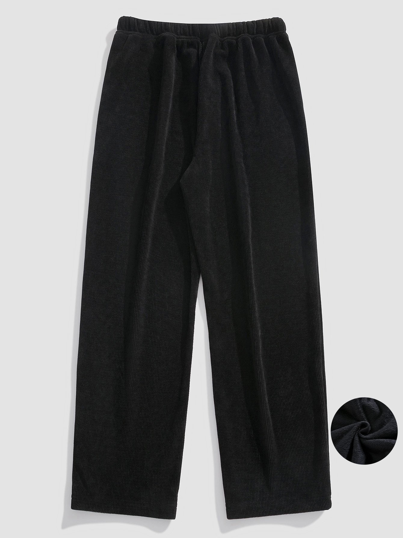 Pantalon élégant en velours côtelé à jambe droite doublé polaire pour homme