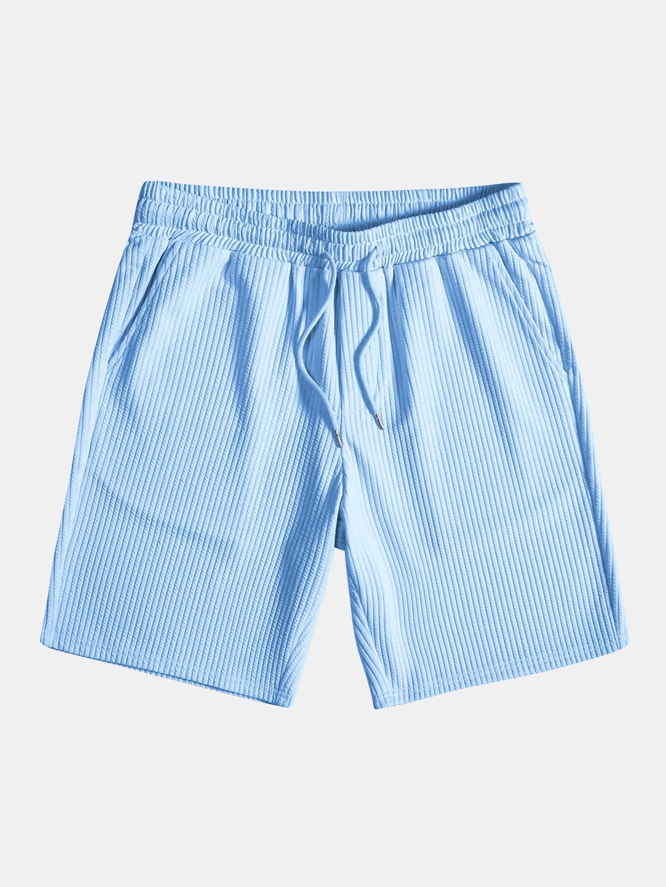Côtelé coupe ajustée chemise à col montant et short à cordon de serrage deux ensembles