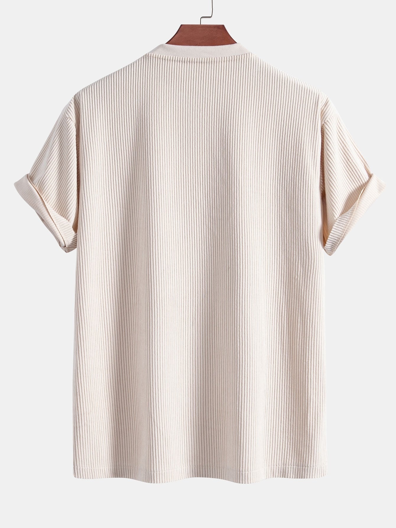 T-shirt oversize en velours côtelé avec poche – Coupe décontractée