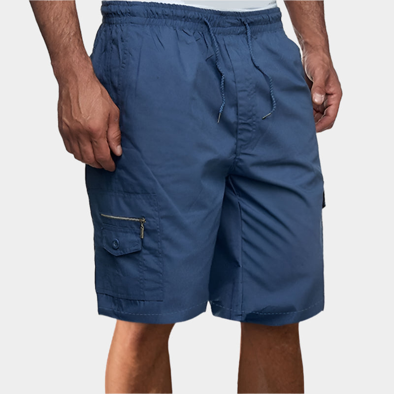 Short décontracté à cordon de serrage pour homme – Poches zippées en coton