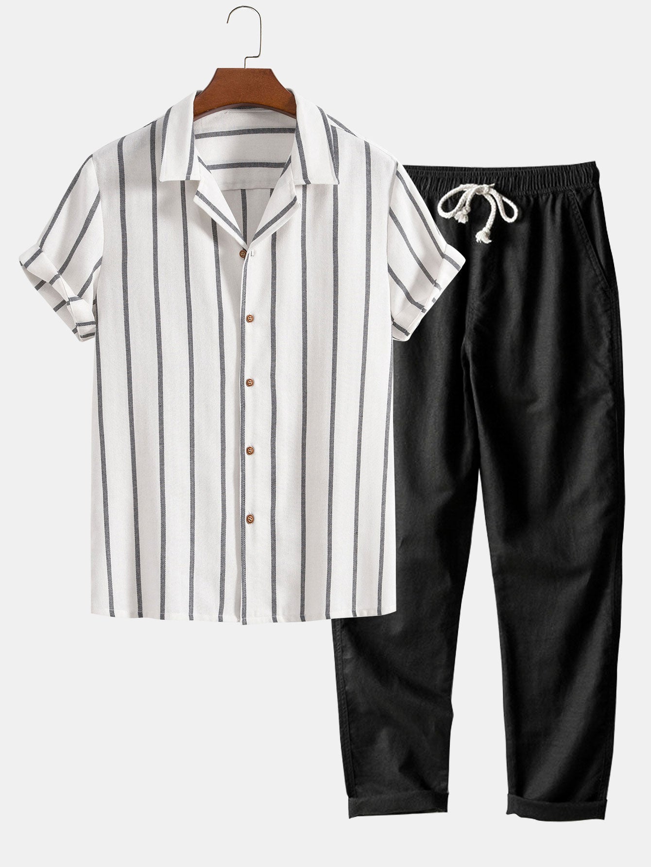 Ensemble à manches courtes pour homme – Tenue d'été légère en lin