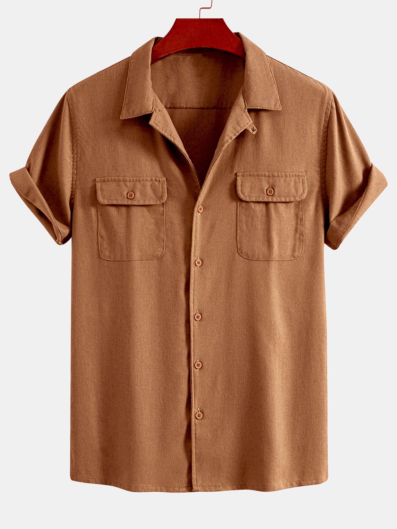 Chemise cubaine boutonnée en lin avec poches pour homme - tenues de vacances d'été