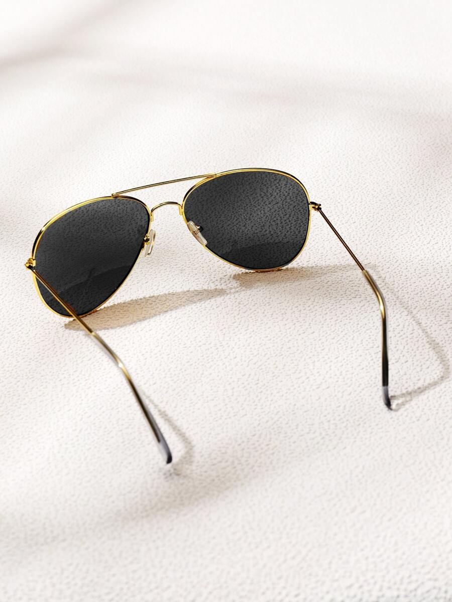 Lunettes de soleil rétro à double pont en métal – Style denim western des années 90