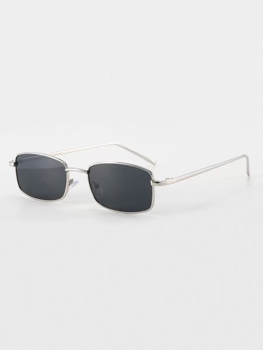 Lunettes de soleil carrées étroites de style rétro pour hommes