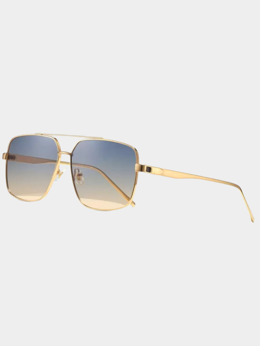 Lunettes de soleil à monture carrée multicolore en métal, style vintage pour homme
