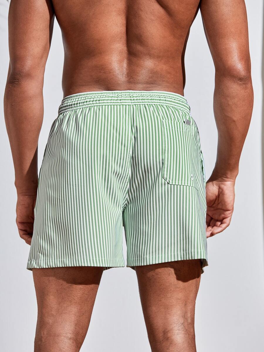 Short décontracté à taille élastique et rayures – Short à cordon pour homme