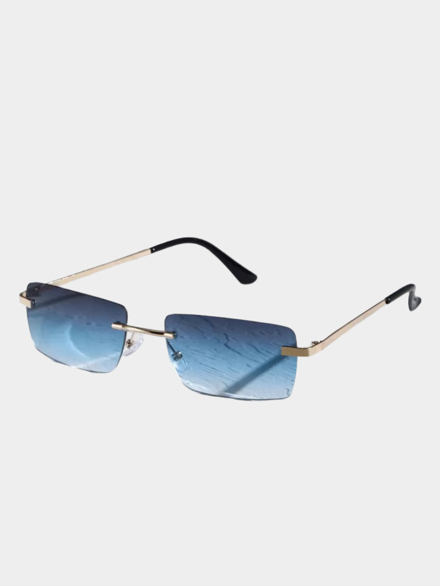 Lunettes de soleil rétro carrées sans monture pour hommes