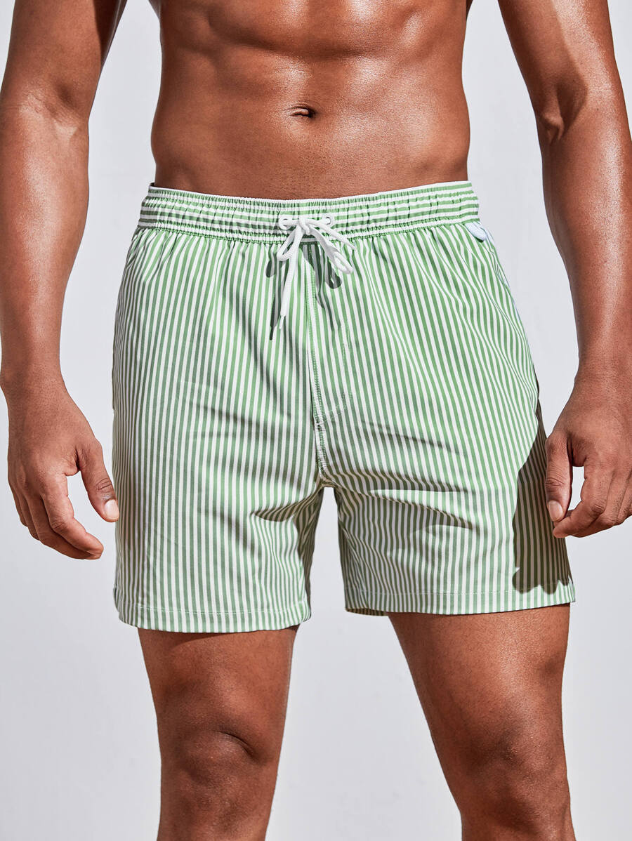 Short décontracté à taille élastique et rayures – Short à cordon pour homme