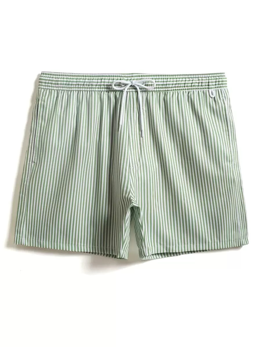 Short décontracté à taille élastique et rayures – Short à cordon pour homme