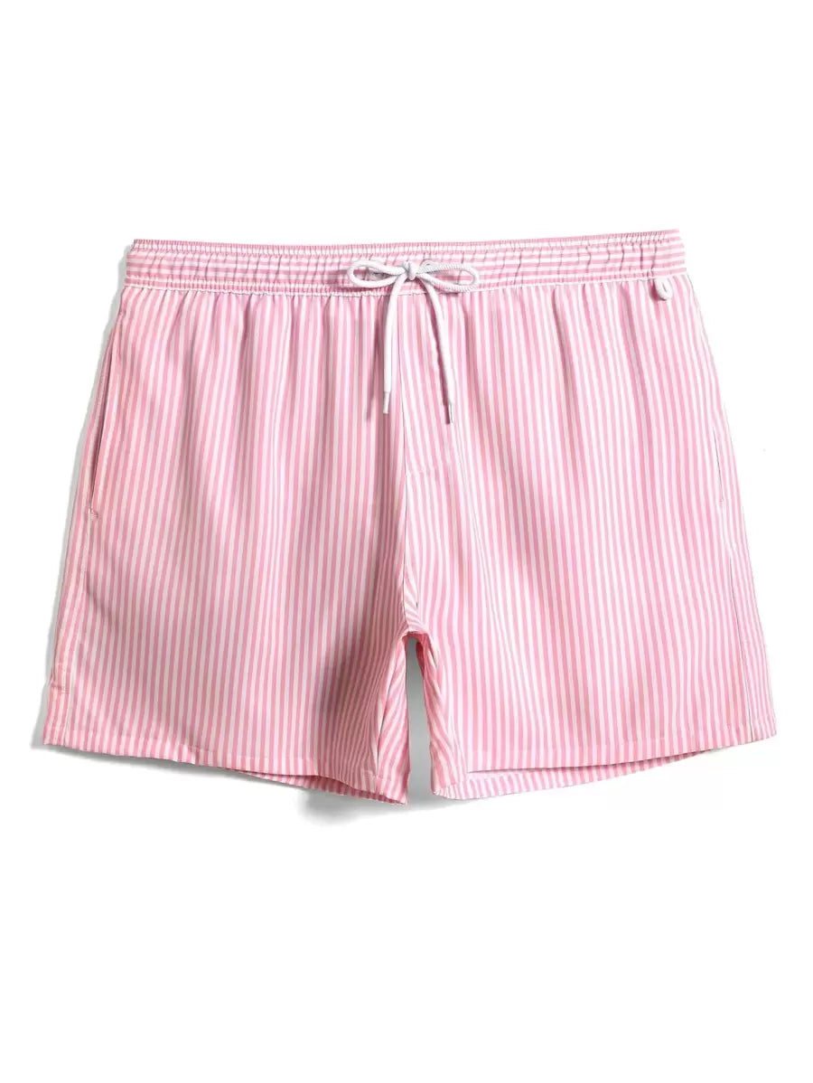 Short décontracté à taille élastique et rayures – Short à cordon pour homme