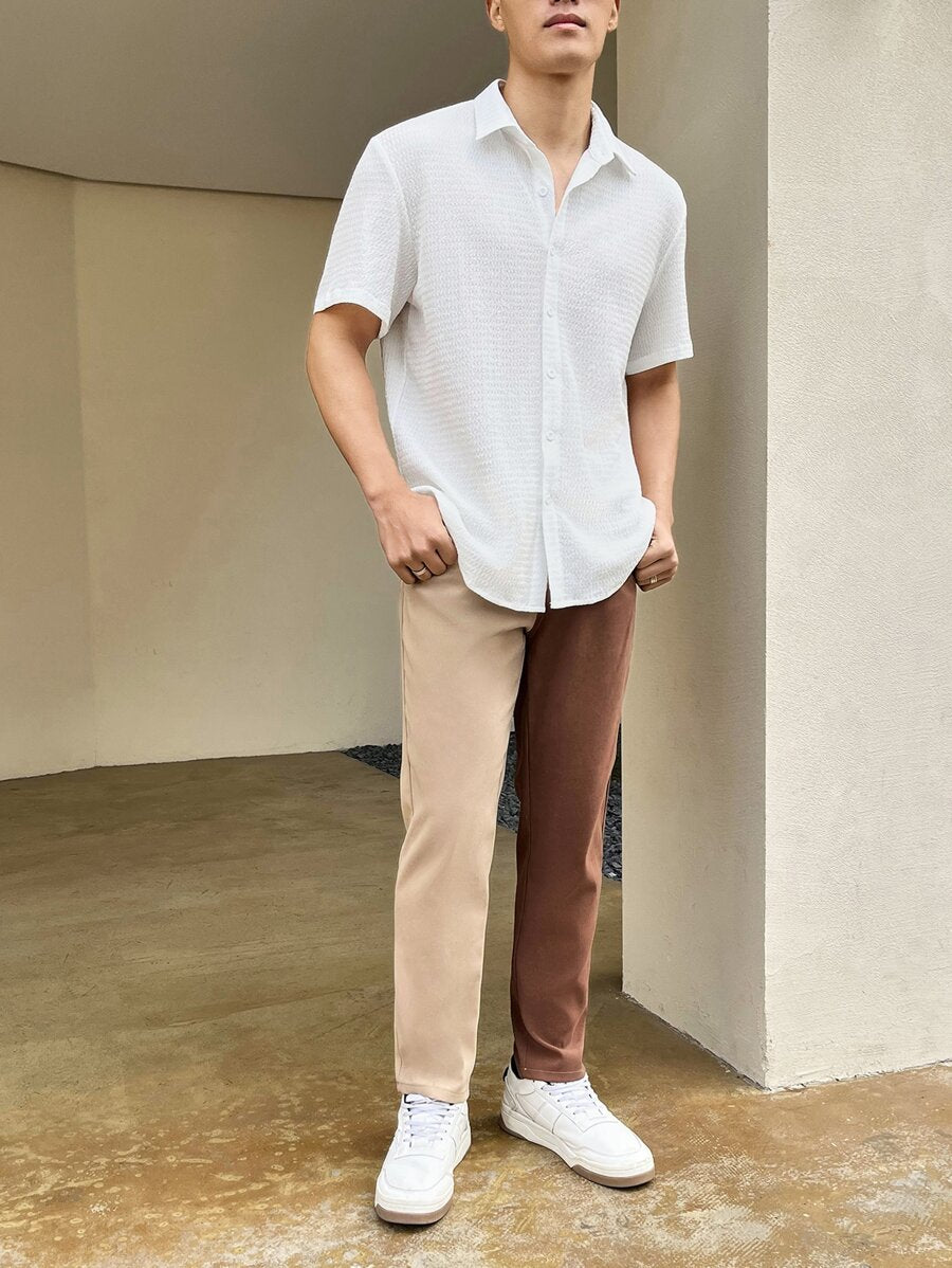 Chemise boutonnée à épaules tombantes coupe régulière pour homme