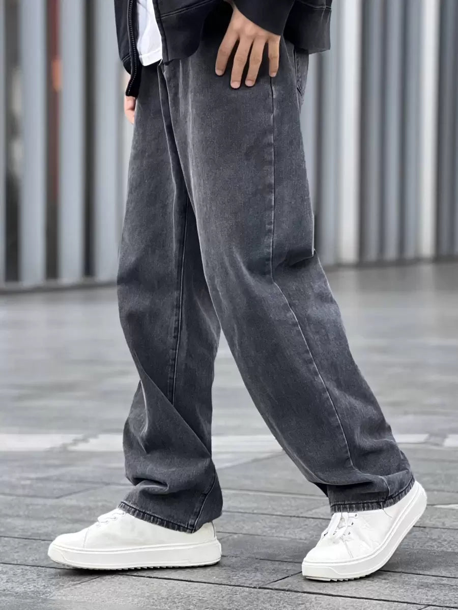 Pantalon ample droit pour homme – Denim décontracté à jambe large