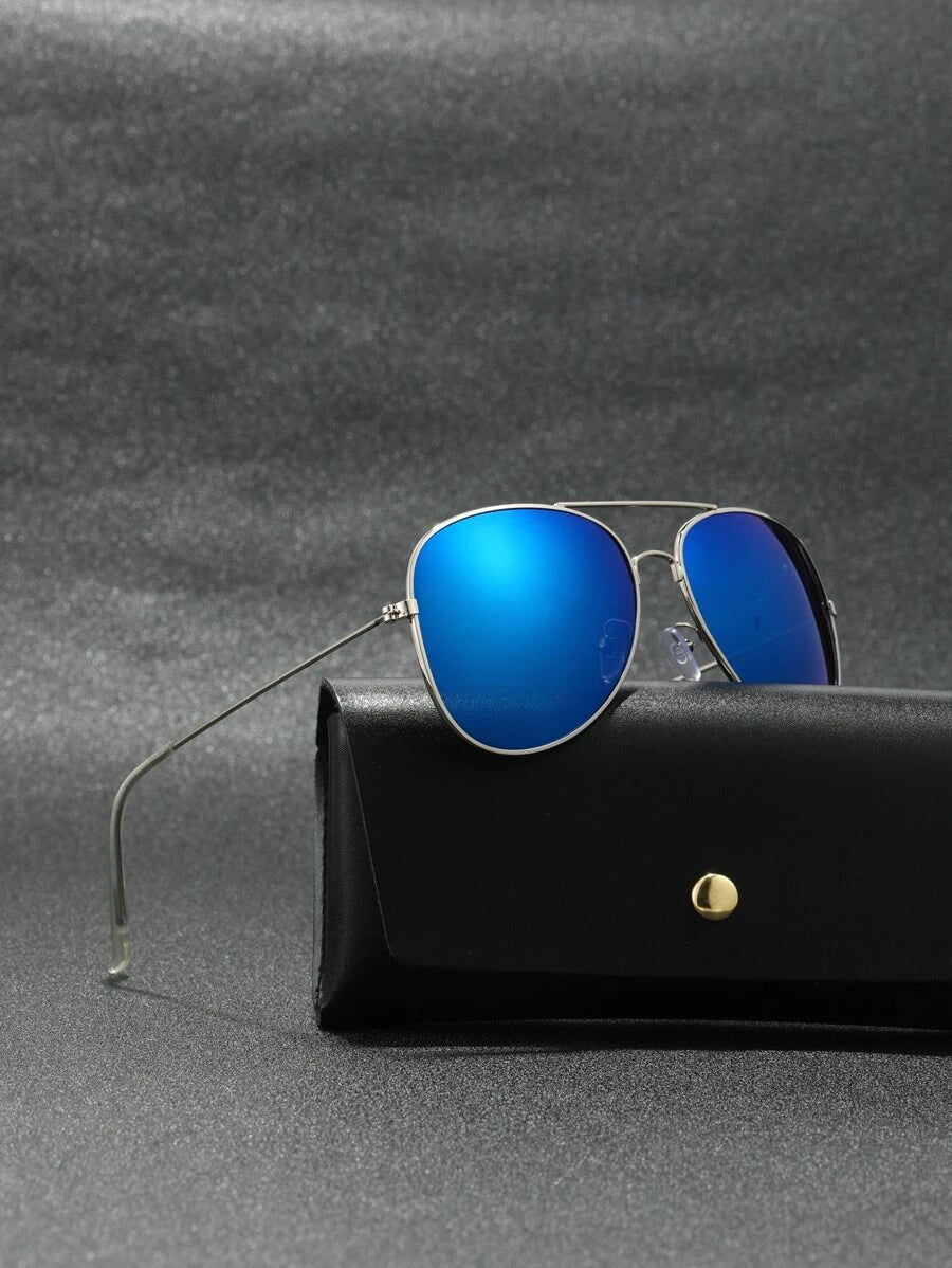 Lunettes de soleil rétro à double pont en métal – Style denim western des années 90