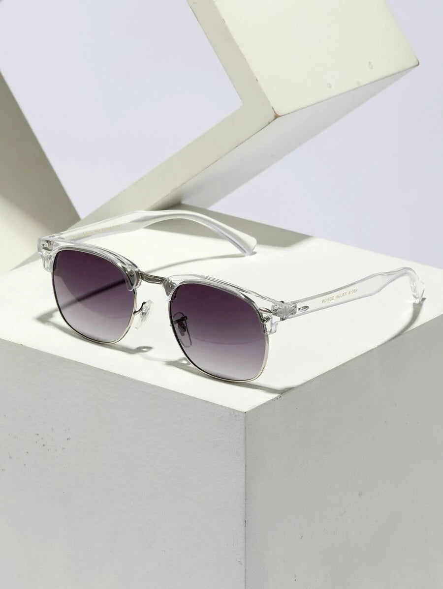 Lunettes de soleil à monture métallique avec verres réfléchissants dégradés
