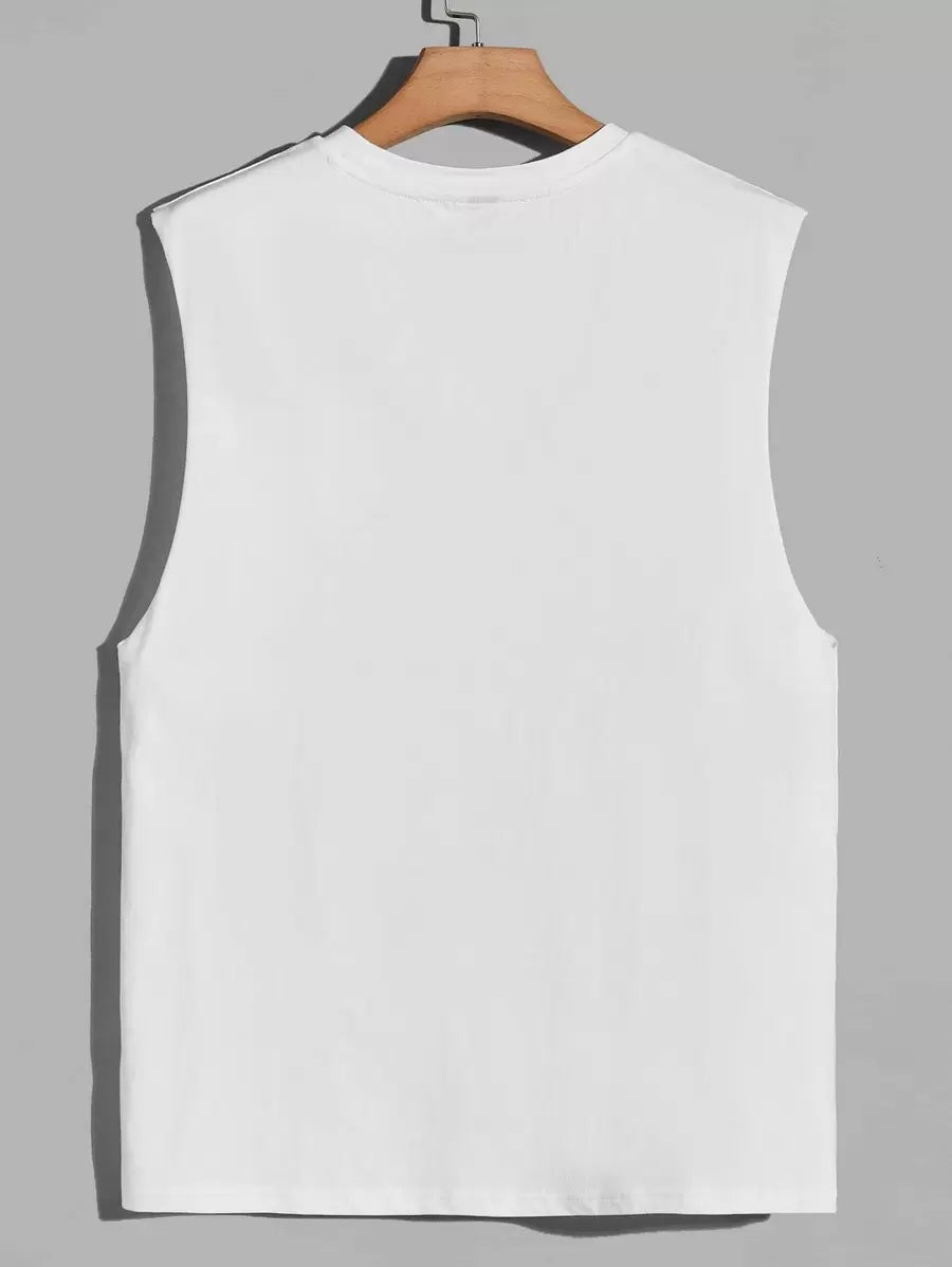 Chemise décontractée sans manches imprimée avec lettre graphique