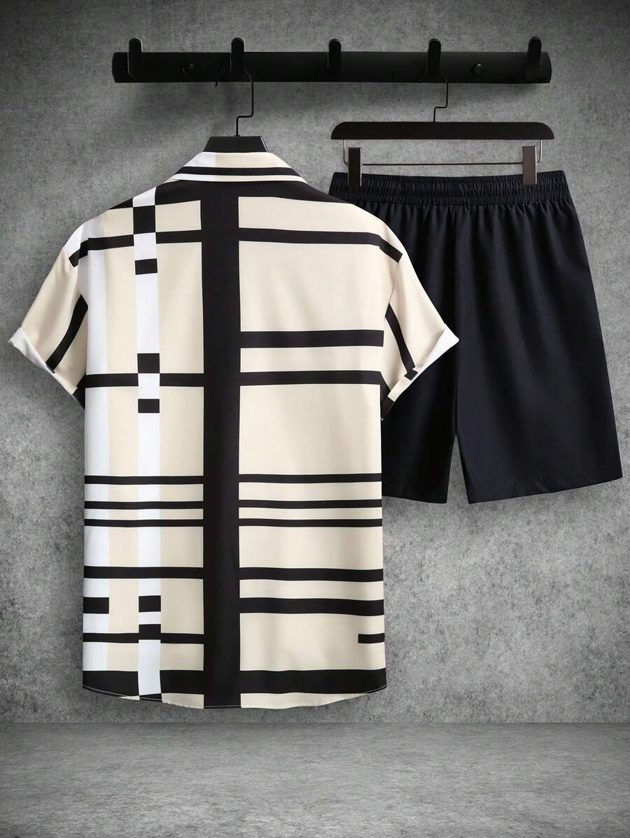 Deux ensemble pièces à carreaux de style moderne pour homme - Tenue de villégiature