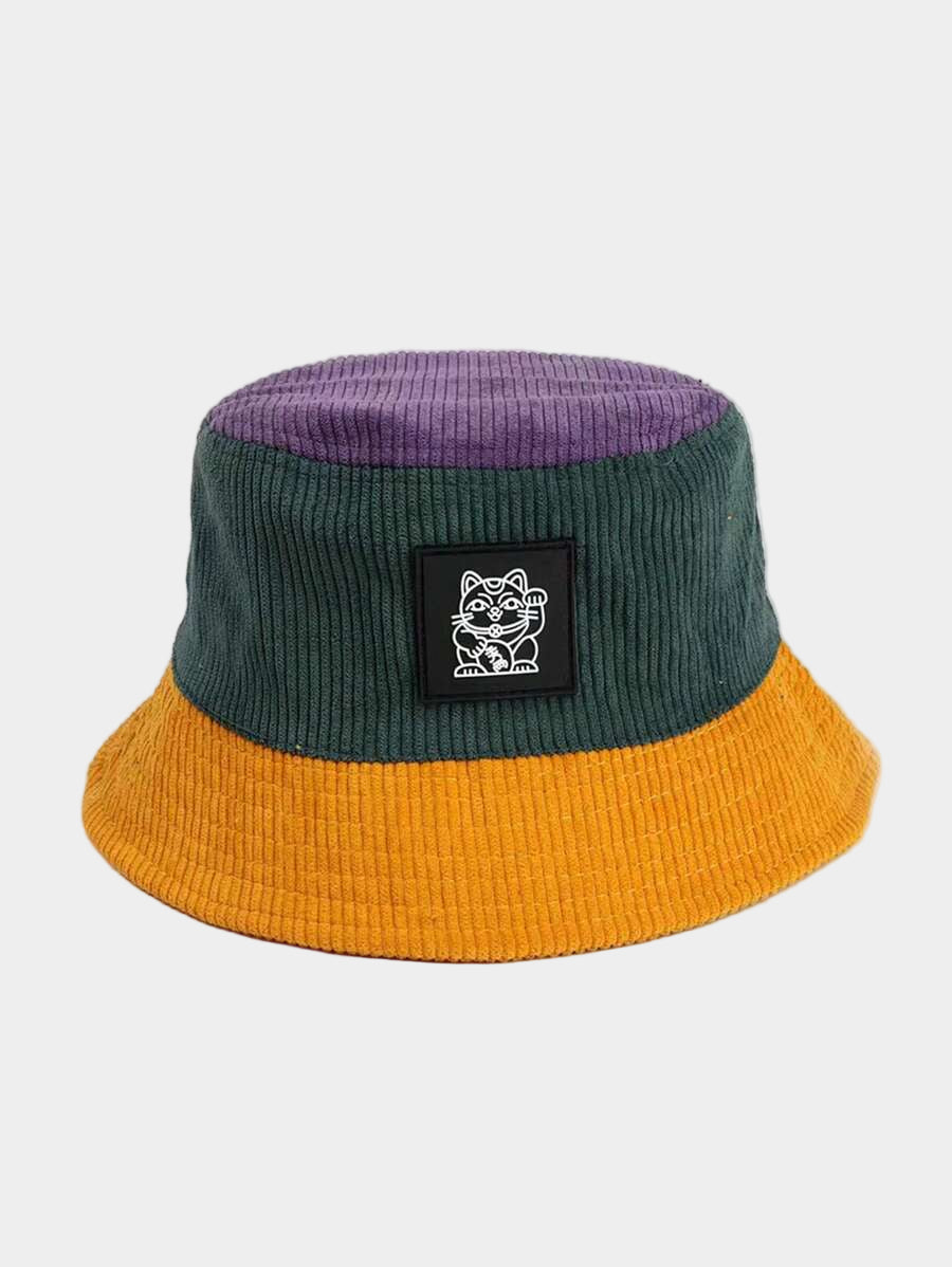 Chapeaux bobs à patchs chat et blocs de couleurs – Vêtements de soleil d'extérieur
