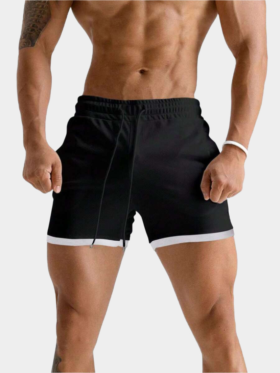 Shorts de sport 2-en-1 avec cordon et détails contrastés tendance pour hommes