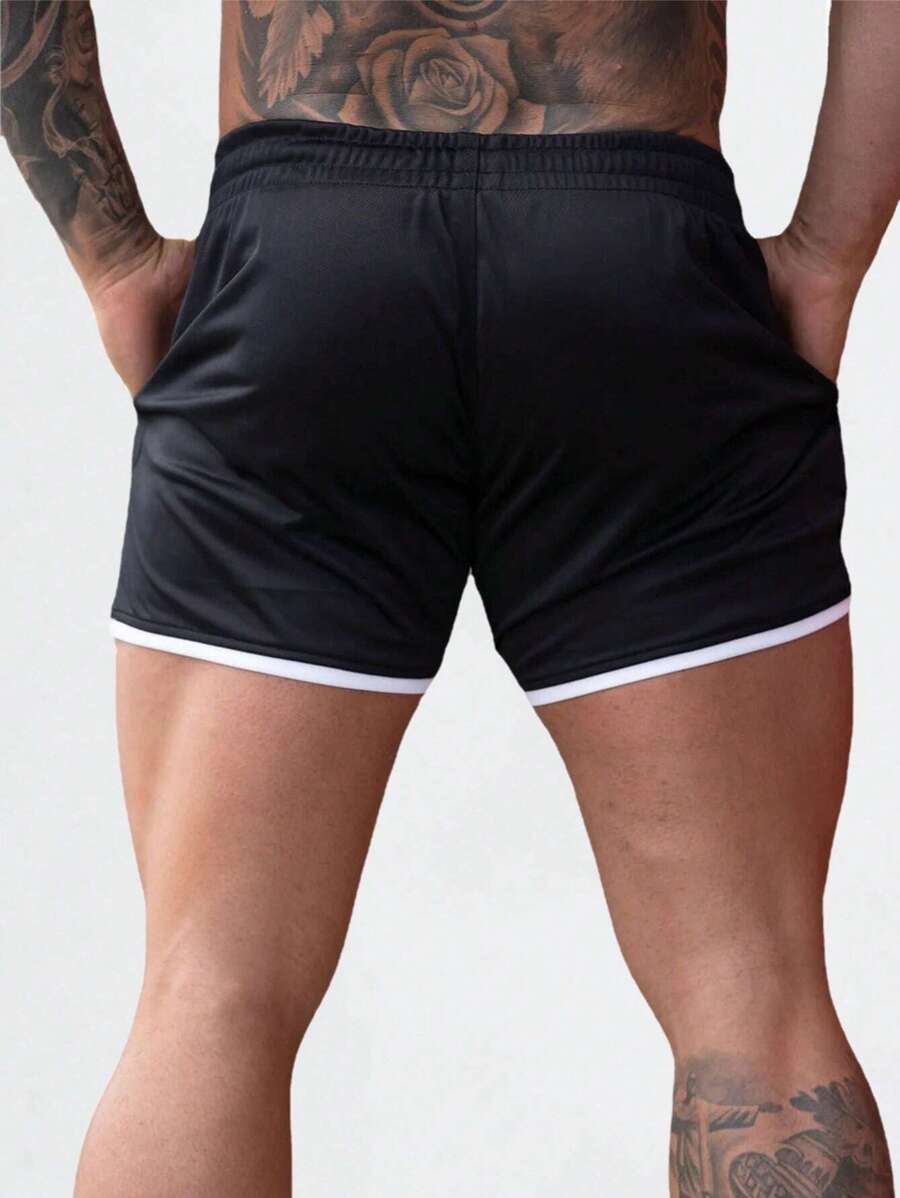 Shorts de sport 2-en-1 avec cordon et détails contrastés tendance pour hommes