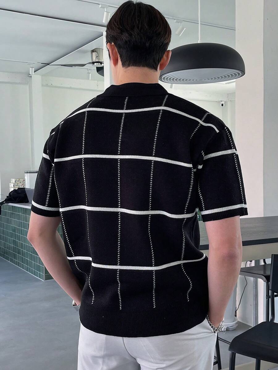 Polo en tricot à carreaux – Polo léger à manches courtes pour homme