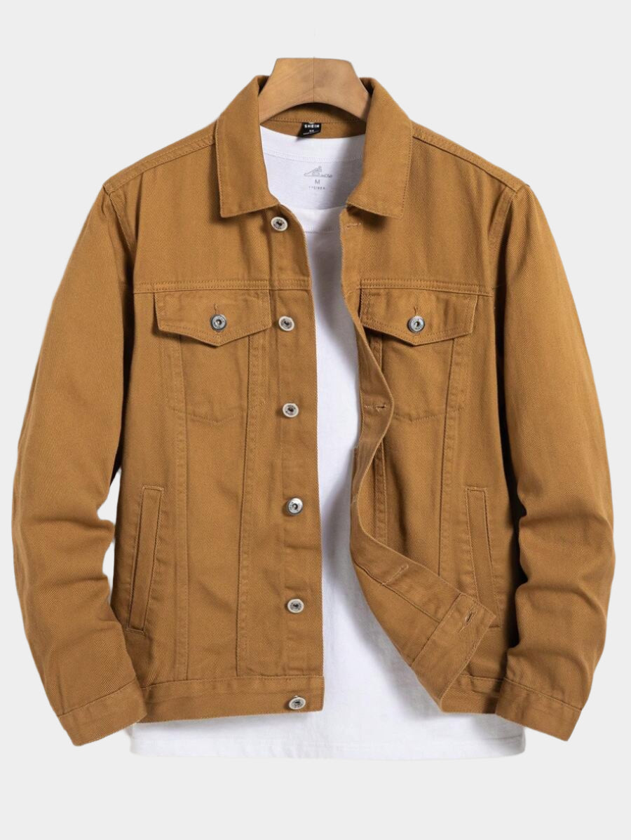 Chemise en jean classique avec poche à rabat et manches longues pour homme