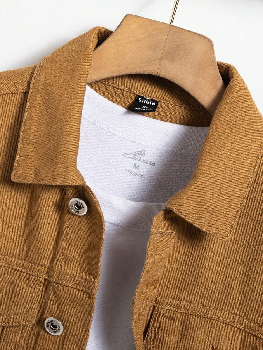 Chemise en jean classique avec poche à rabat et manches longues pour homme