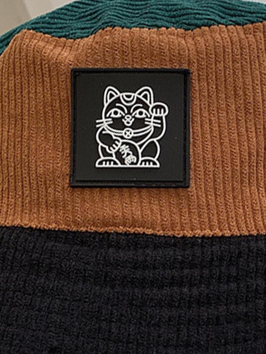 Chapeaux bobs à patchs chat et blocs de couleurs – Vêtements de soleil d'extérieur