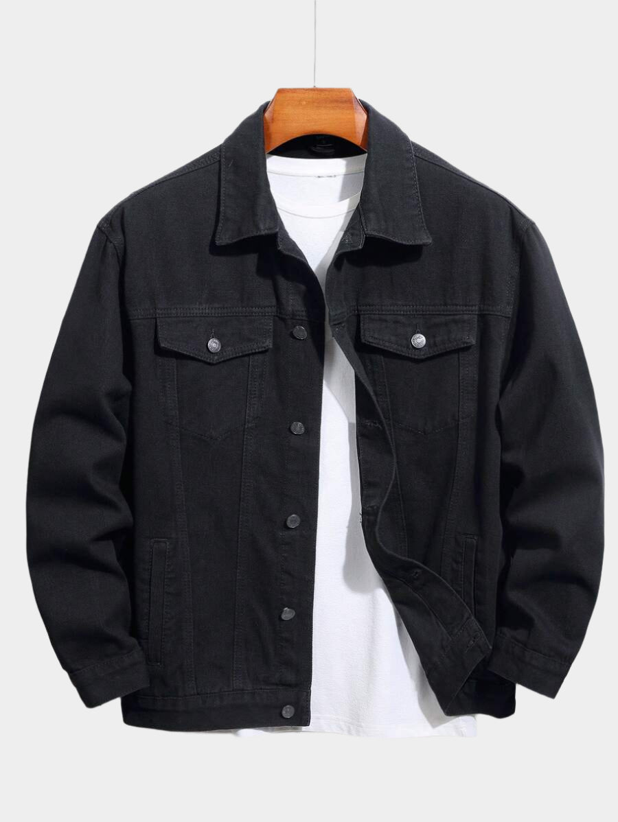 Chemise en jean décontractée à coupe ample et couleur unie pour homme