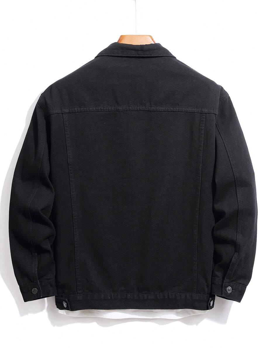 Chemise en jean décontractée à coupe ample et couleur unie pour homme