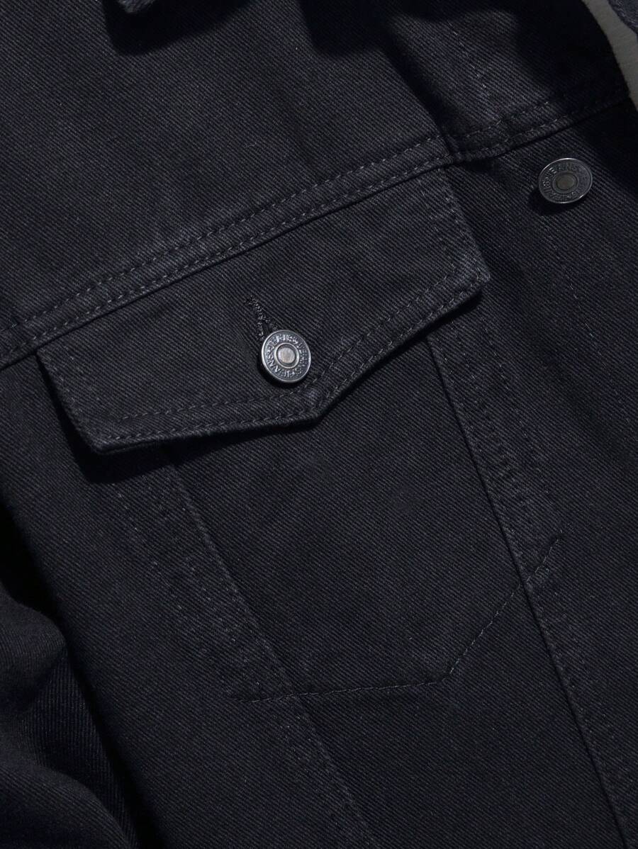 Chemise en jean décontractée à coupe ample et couleur unie pour homme
