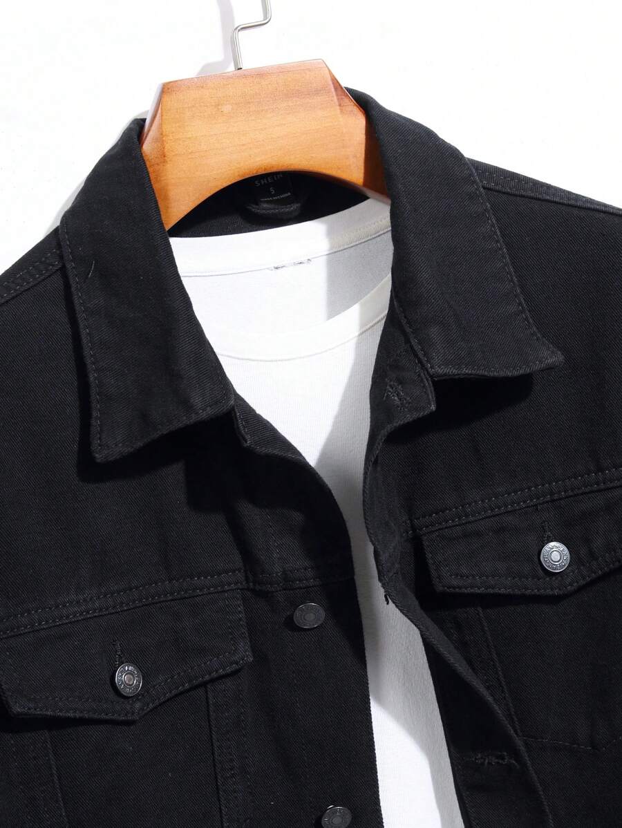 Chemise en jean décontractée à coupe ample et couleur unie pour homme