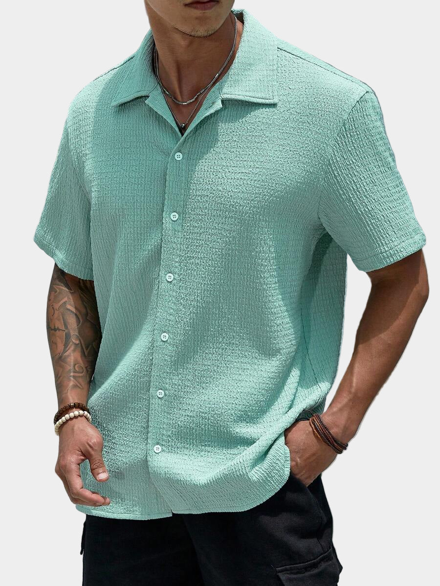 Chemise jacquard en tricot Resort pour homme - Coupe ample et plissée