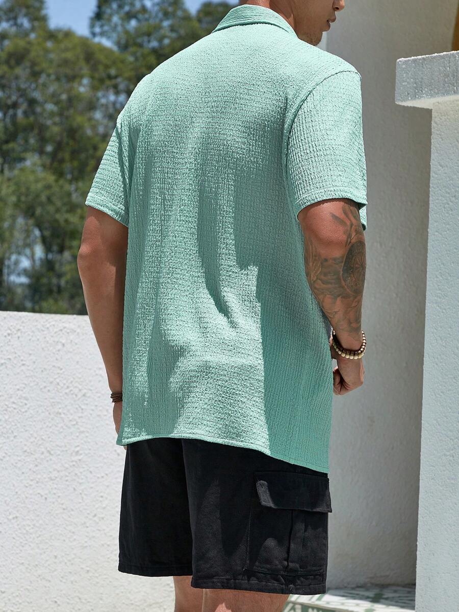 Chemise jacquard en tricot Resort pour homme - Coupe ample et plissée