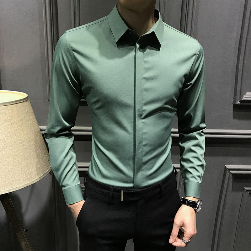 Chemise infroissable en coton mercerisé – Coupe slim pour homme