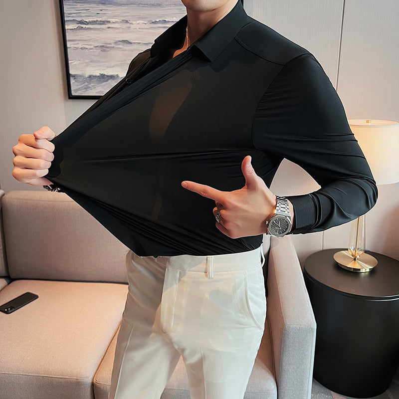 Chemise infroissable en coton mercerisé – Coupe slim pour homme