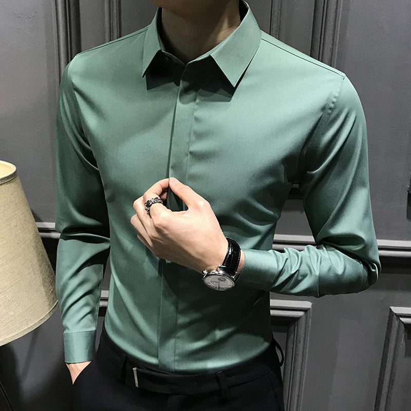 Chemise infroissable en coton mercerisé – Coupe slim pour homme