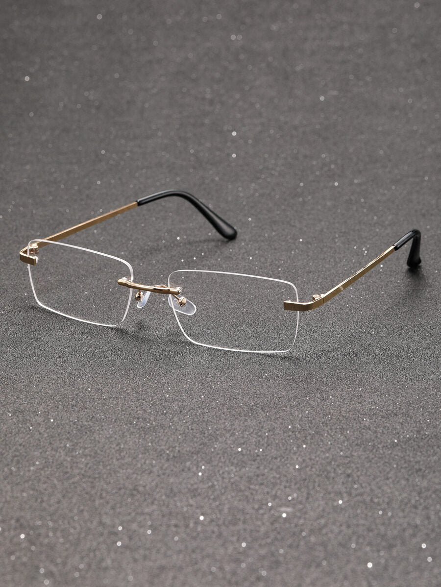 Lunettes de soleil rétro carrées sans monture pour hommes