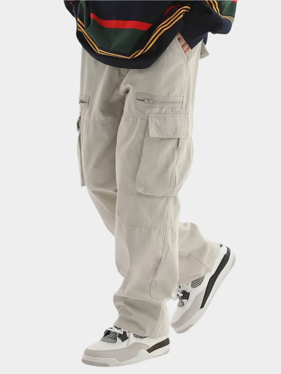 Pantalon cargo homme coupe ample avec poches rabat style décontracté