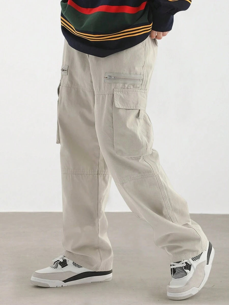 Pantalon cargo homme coupe ample avec poches rabat style décontracté