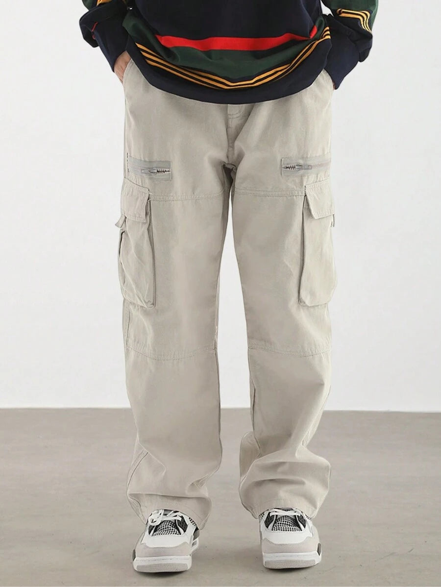 Pantalon cargo homme coupe ample avec poches rabat style décontracté