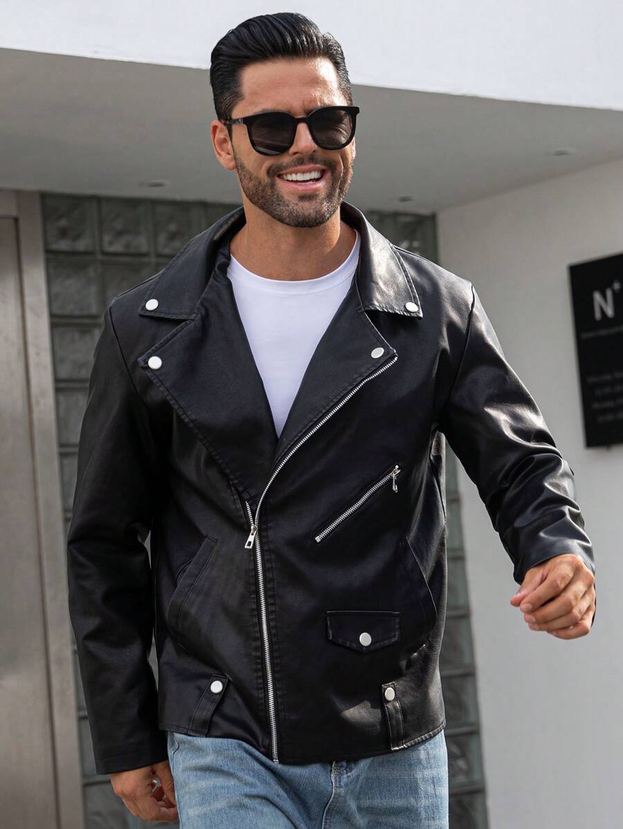 Veste classique en similicuir – Vêtements d'extérieur élégants pour hommes