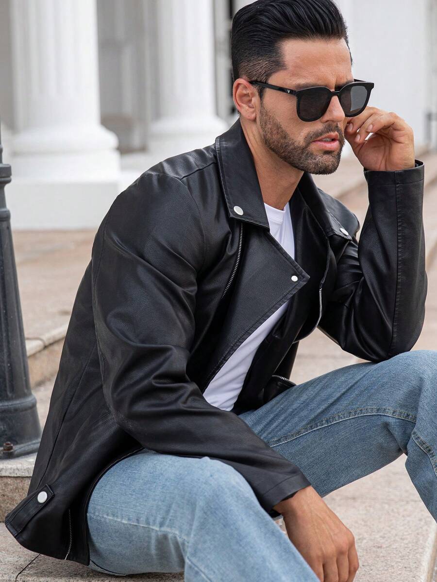 Veste classique en similicuir – Vêtements d'extérieur élégants pour hommes