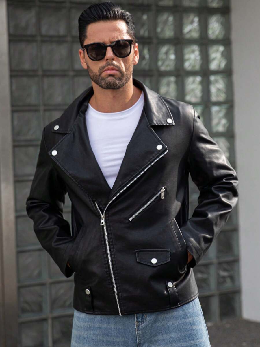 Veste classique en similicuir – Vêtements d'extérieur élégants pour hommes