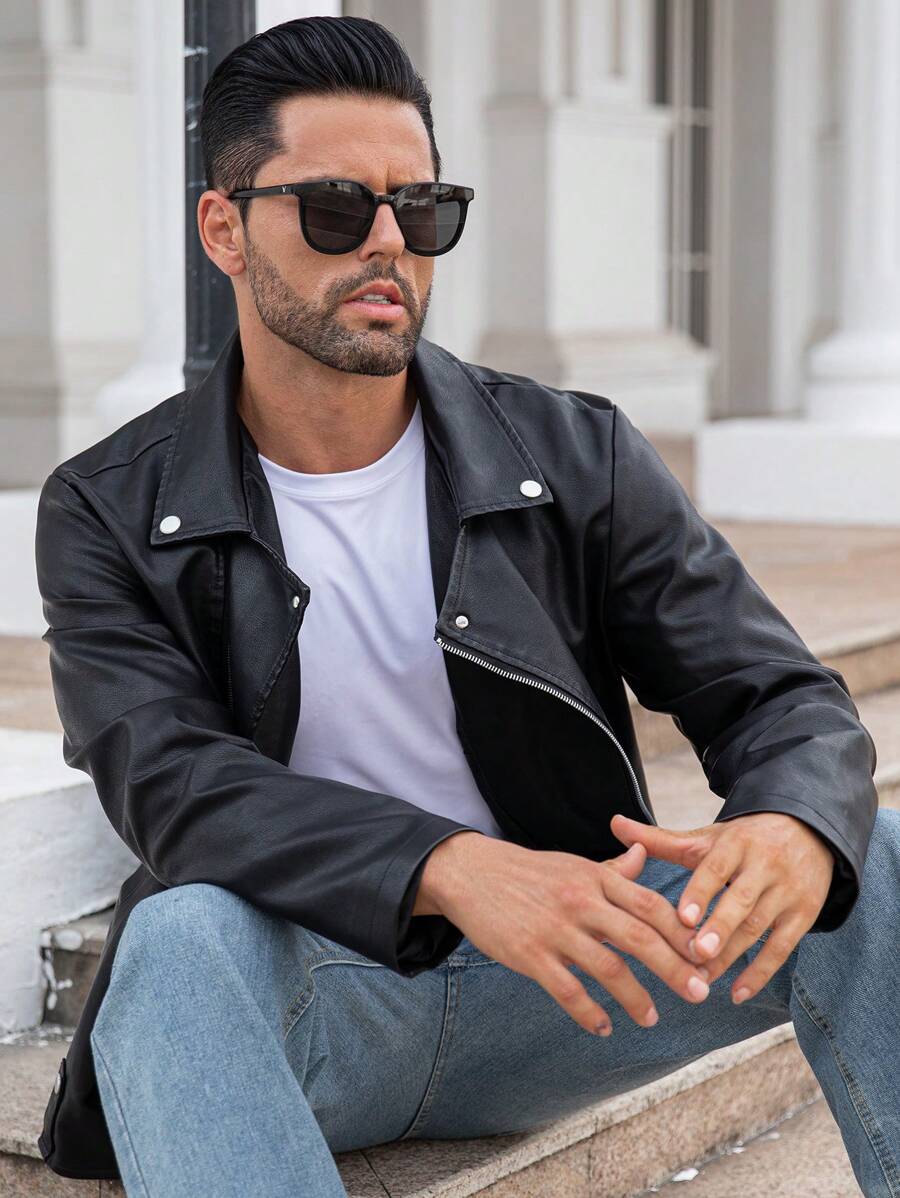 Veste classique en similicuir – Vêtements d'extérieur élégants pour hommes