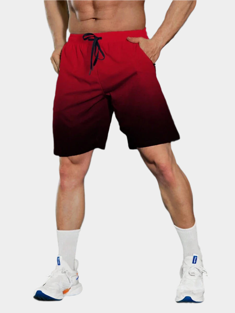Short de sport à taille élastique style ombré avec cordon de serrage