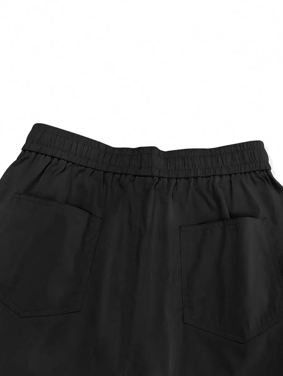 Pantalon cargo décontracté coupe ample avec rabat et poches utilitaires latérales