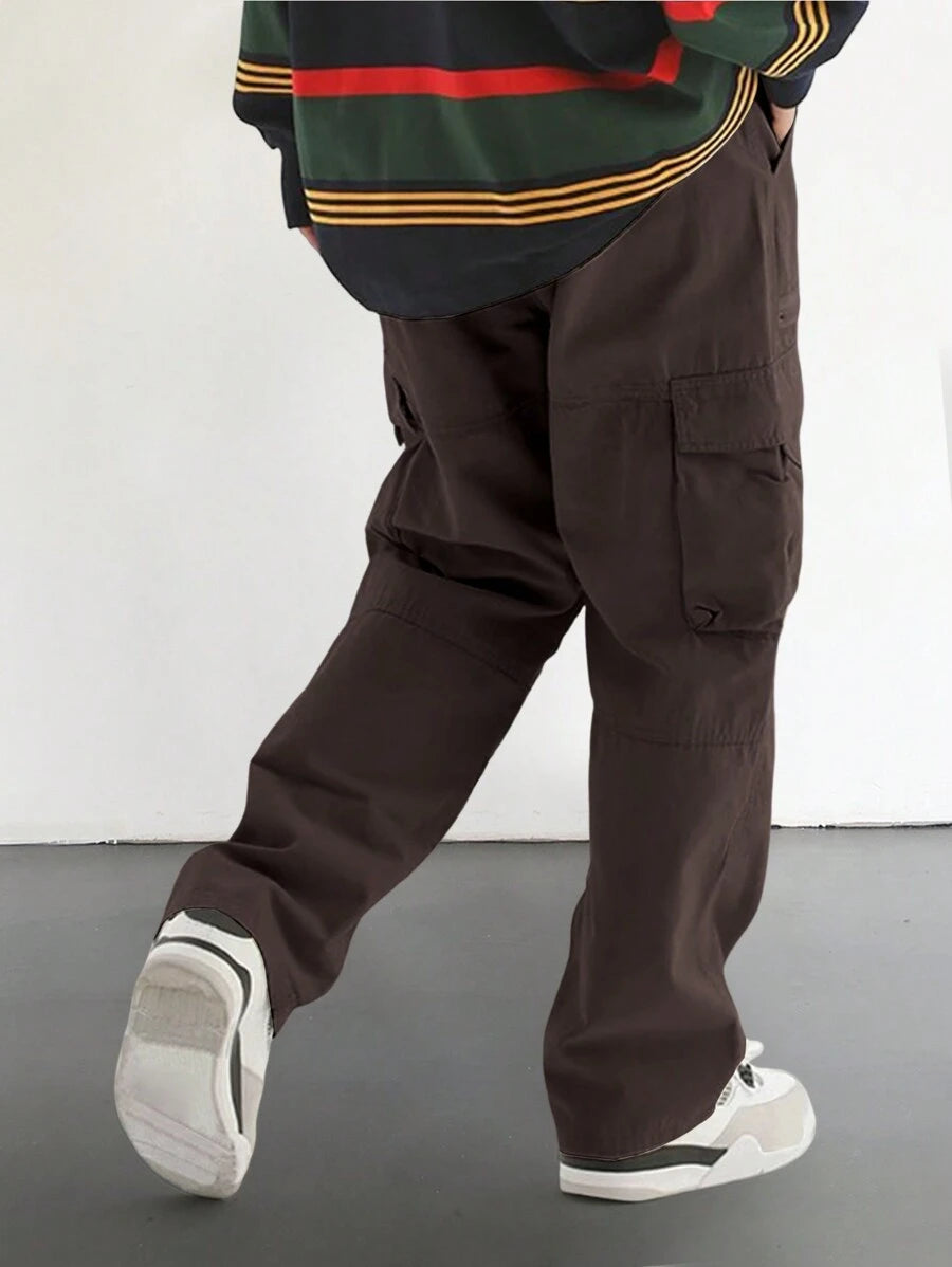 Pantalon cargo homme coupe ample avec poches rabat style décontracté